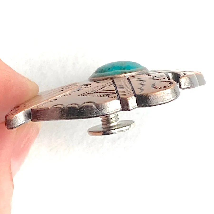 1-1/2" Silver/Turquoise Thunderbird Screw Back Concho 1.5"  #SWH-122