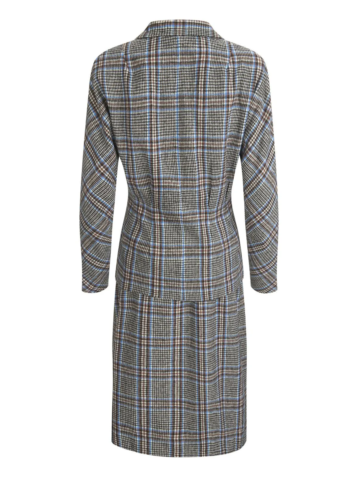 1940s Vintage Amity Skirt Suit in Brown & Blue Check