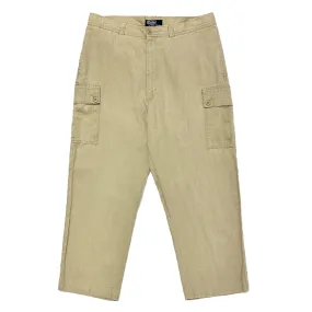 1990’S POLO RALPH LAUREN CROPPED LINEN CARGO PANTS 34 X 26