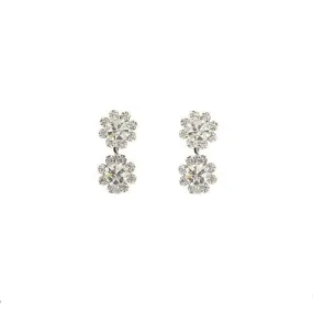 2-Tiered Crystal Flower Earrings