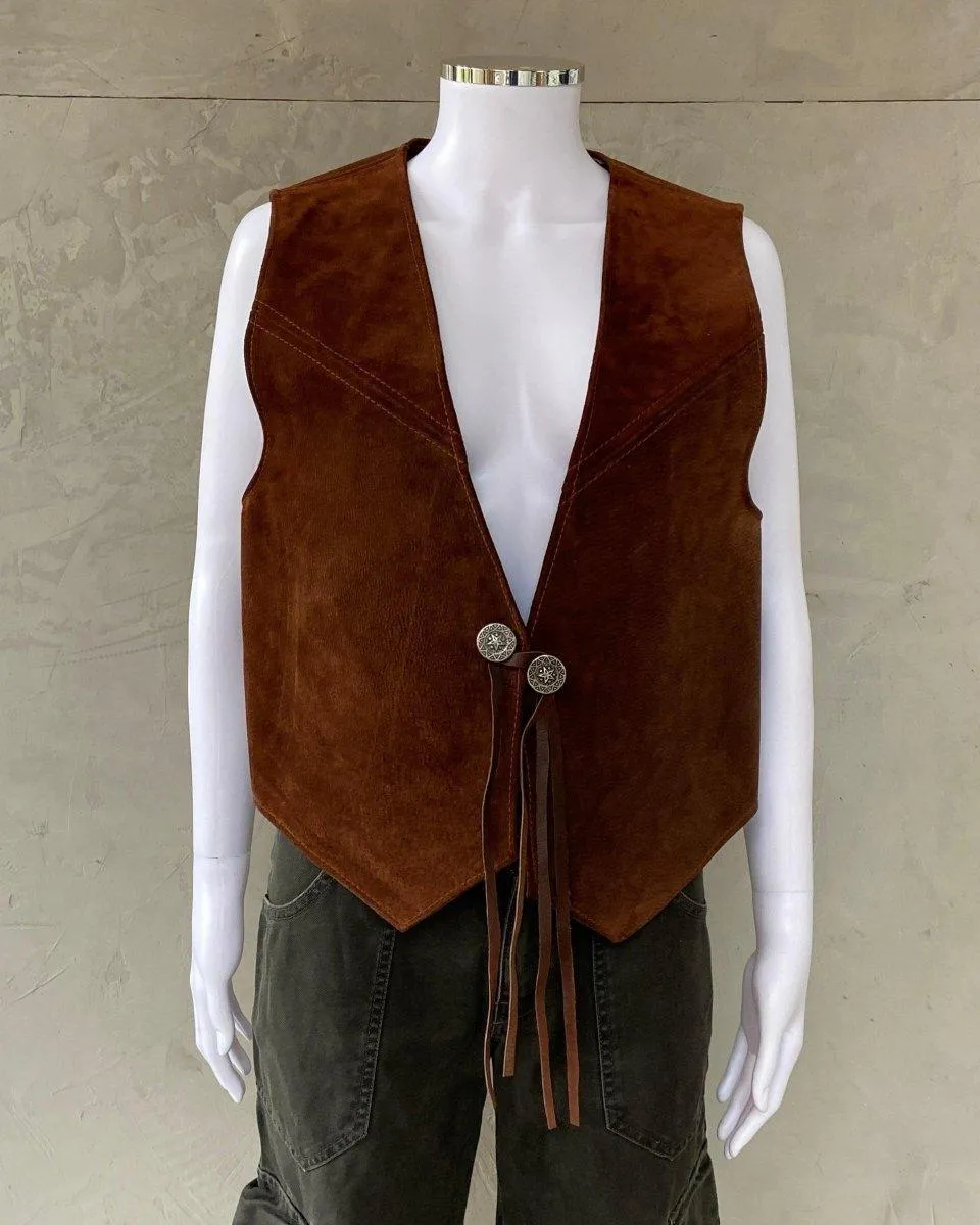 2000'S LEATHER SUEDE WAISTCOAT - M