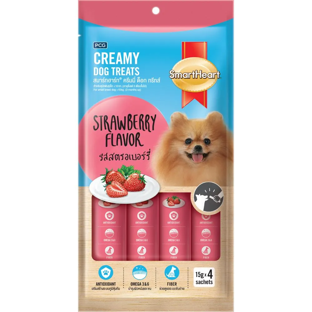 3 FOR $12.50: Smartheart Strawberry Flavor Creamy Dog Treats 60g