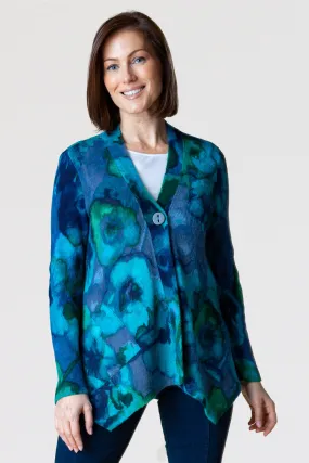 Abstract Floral Drapey Pocket Cardigan