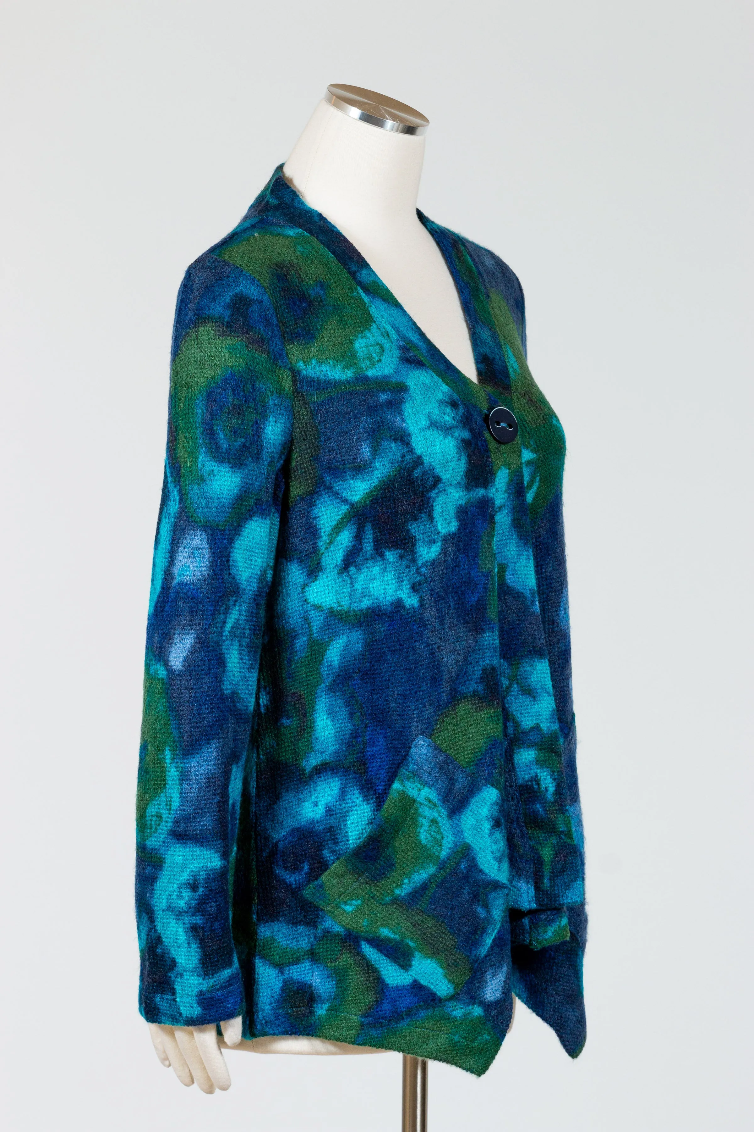 Abstract Floral Drapey Pocket Cardigan