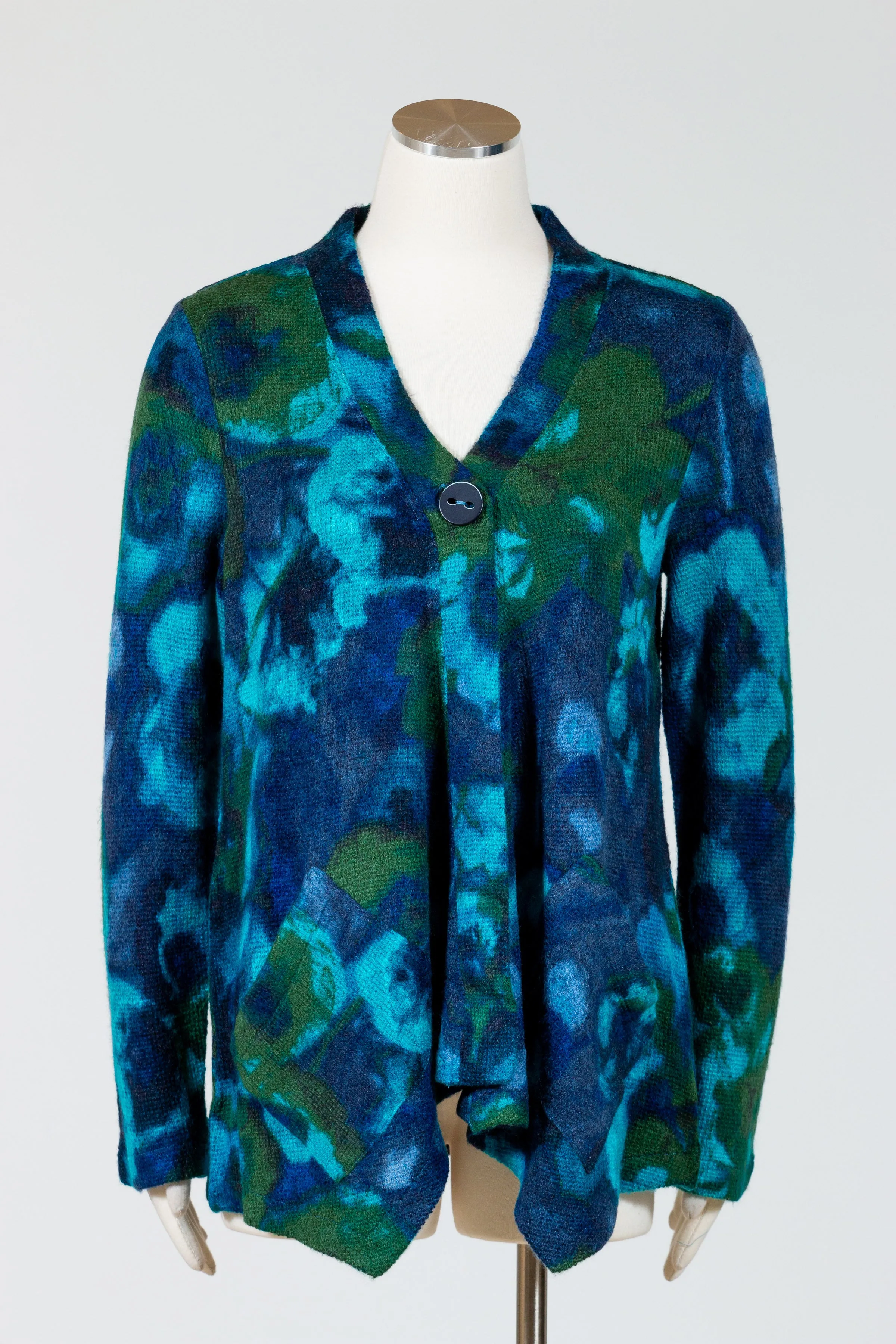 Abstract Floral Drapey Pocket Cardigan