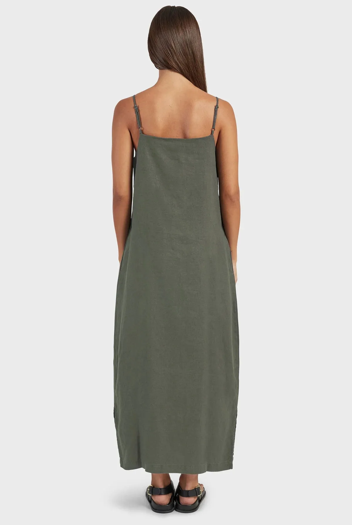 ACADEMY BRAND - Essential Linen Slip Dress - Smoke Pine