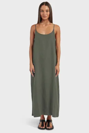 ACADEMY BRAND - Essential Linen Slip Dress - Smoke Pine