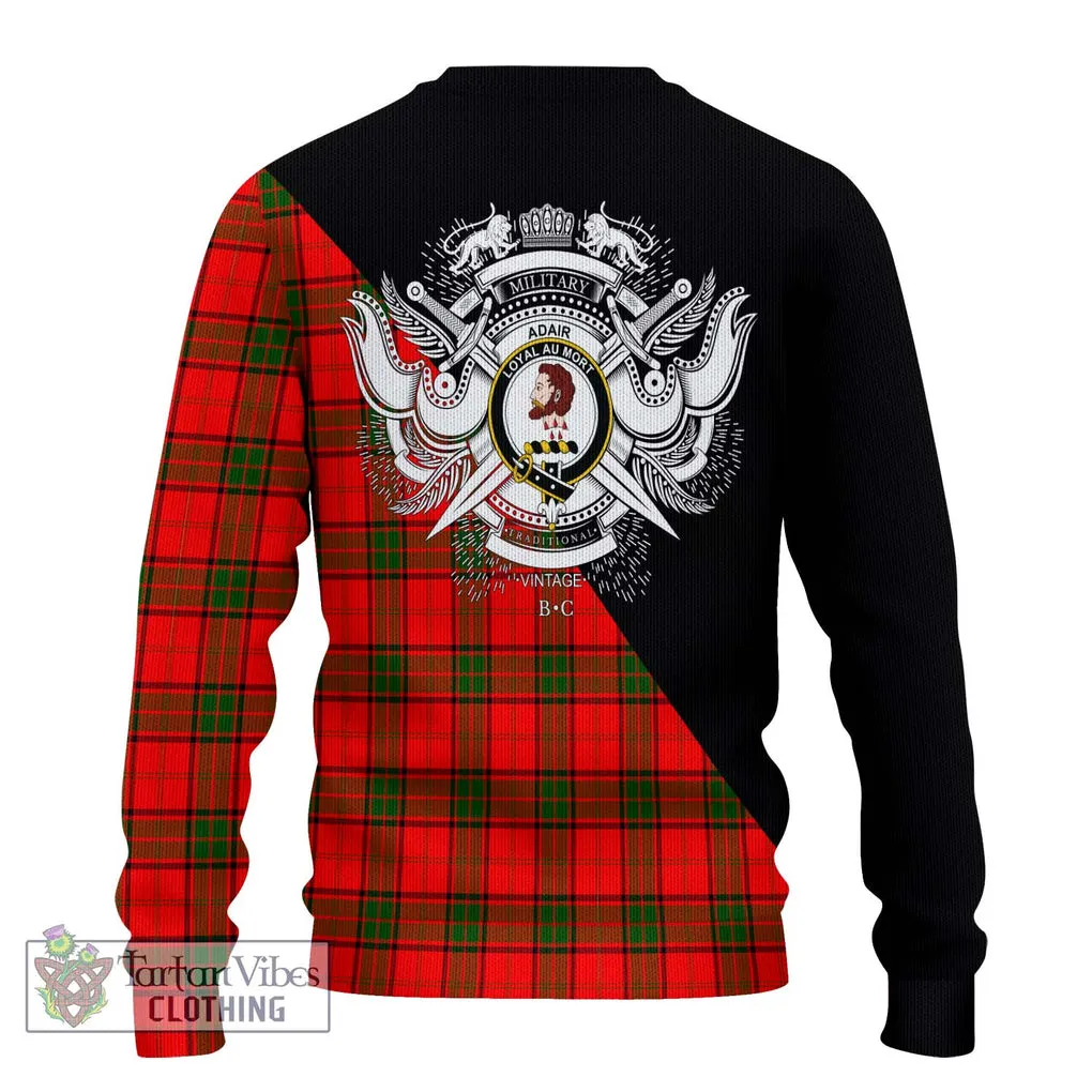 Adair Tartan Ugly Sweater with Family Crest and Military Logo Style