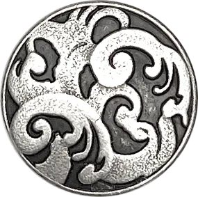 Allure Button, 11/16" Silver Swirls 18mm, from JHB, Czech Republic, Metal with Shank Back #FJ-141