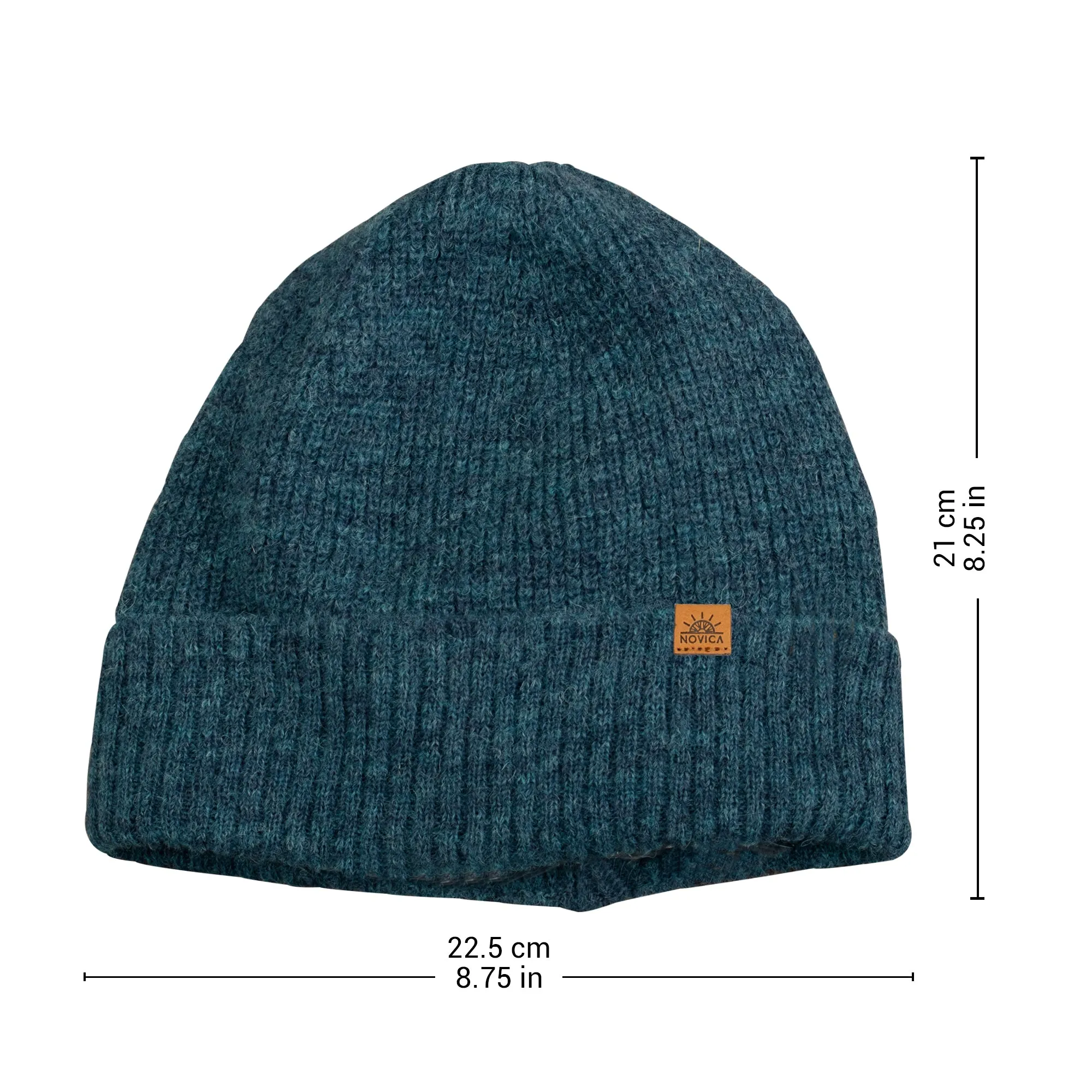 Alpaca and Wool Blend Knit Beanie Hat in Peacock Teal - Peacock Age | NOVICA