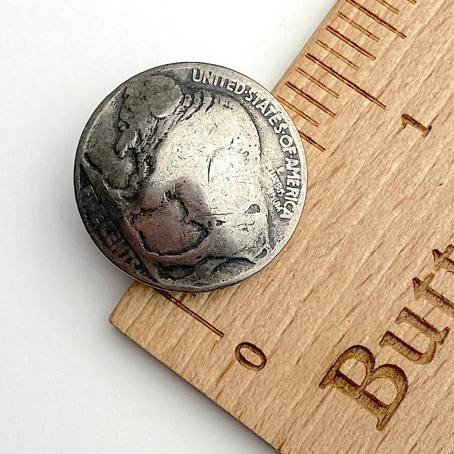 Authentic Buffalo Nickel Coin Button Shank Back,  7/8" USA  #SW-31