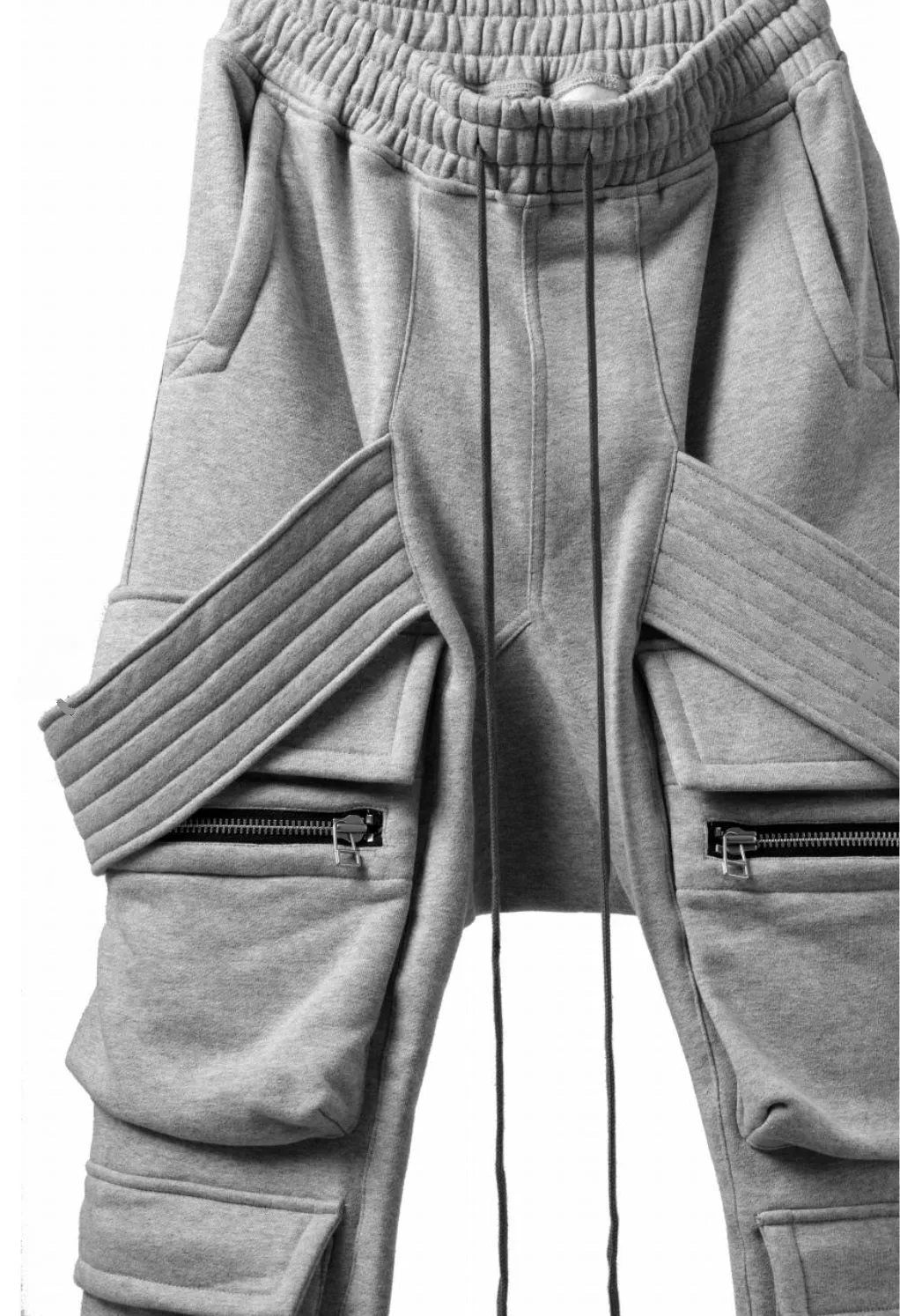 AW Men Relaxed Belted Flap Zip Sarrouel Drop-Crotch Trousers-Cargo Pant