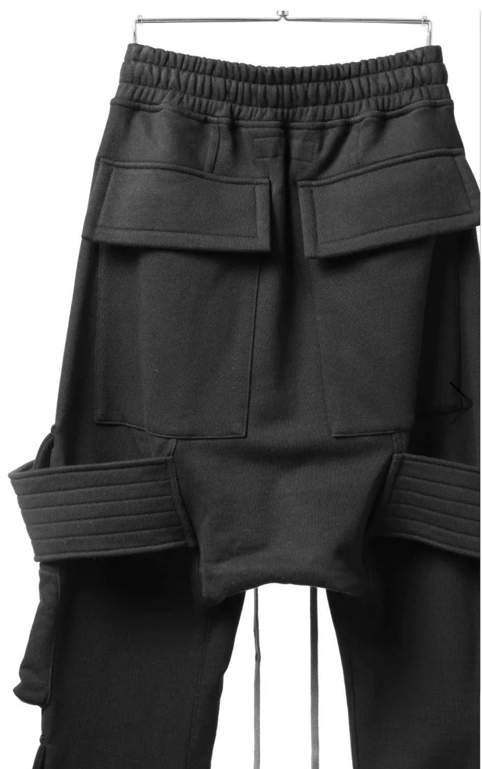 AW Men Relaxed Belted Flap Zip Sarrouel Drop-Crotch Trousers-Cargo Pant