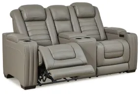 Backtrack Gray Power Reclining Loveseat