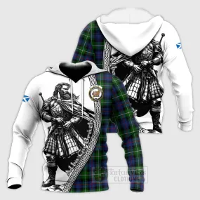 Baillie (Bailey) Tartan Clan Crest Knitted Hoodie with Highlander Warrior Celtic Style