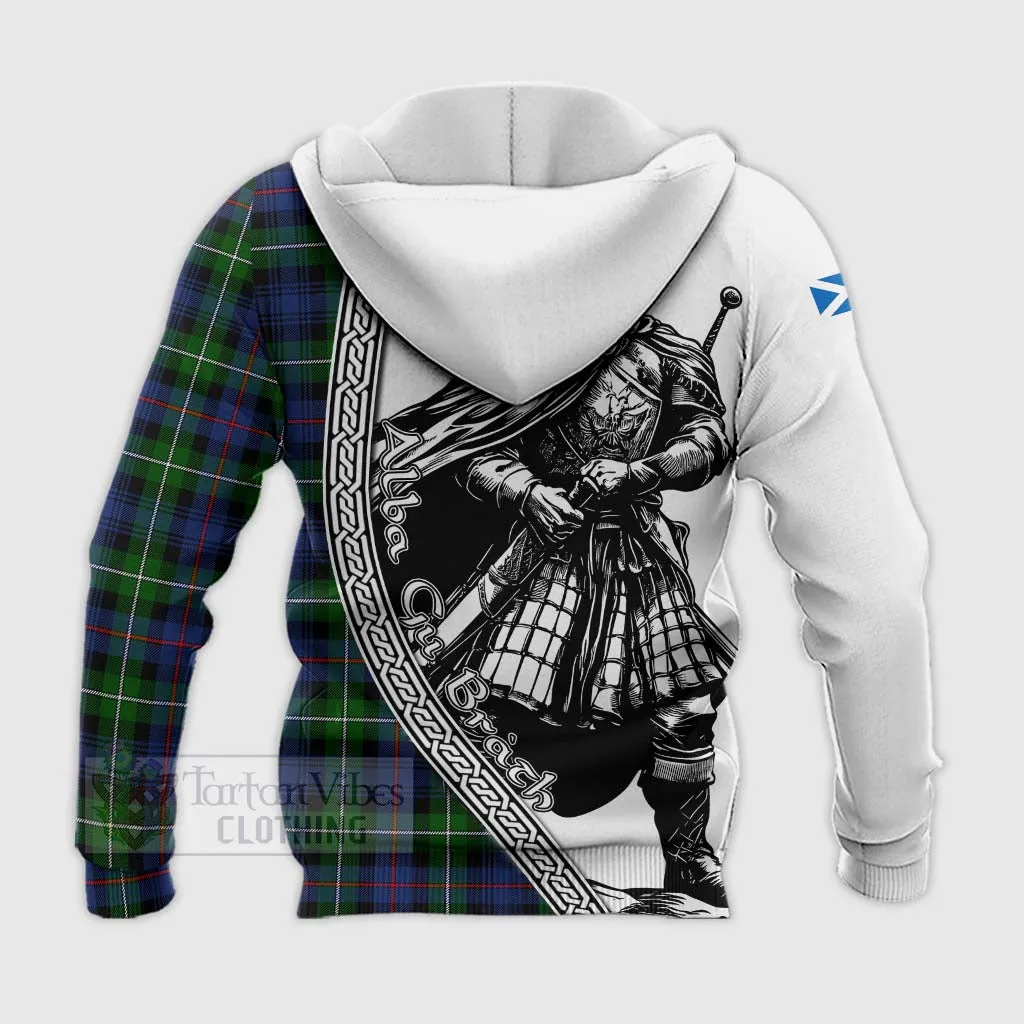 Baillie (Bailey) Tartan Clan Crest Knitted Hoodie with Highlander Warrior Celtic Style