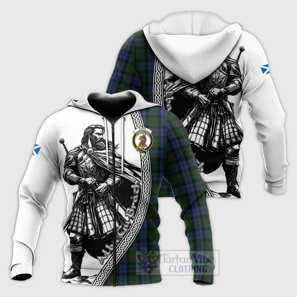 Baird Tartan Clan Crest Knitted Hoodie with Highlander Warrior Celtic Style