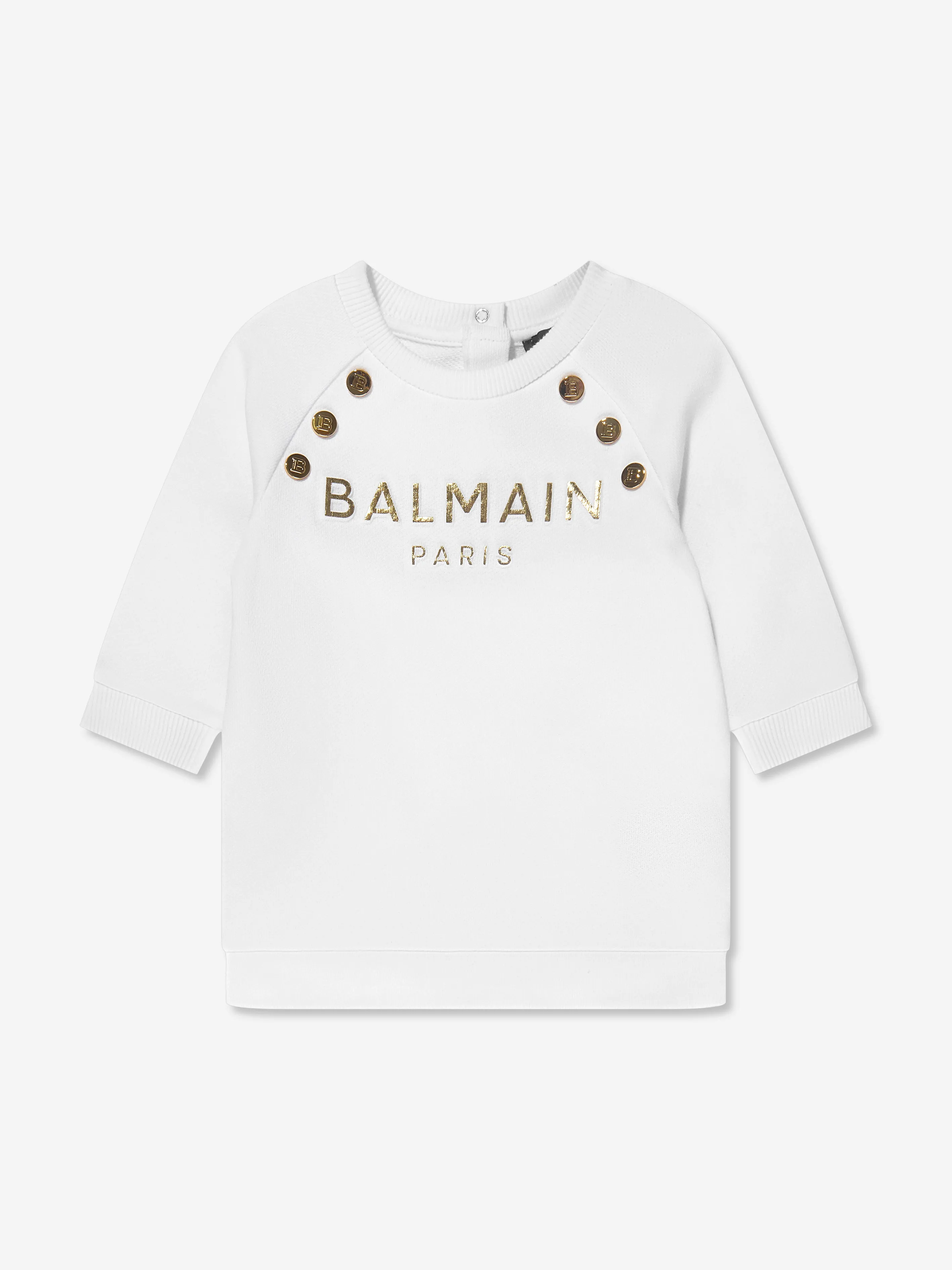 Balmain Baby Girls Logo Jersey Dress in White