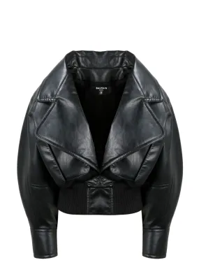 Balmain Oversized Leather Bomber Jacket