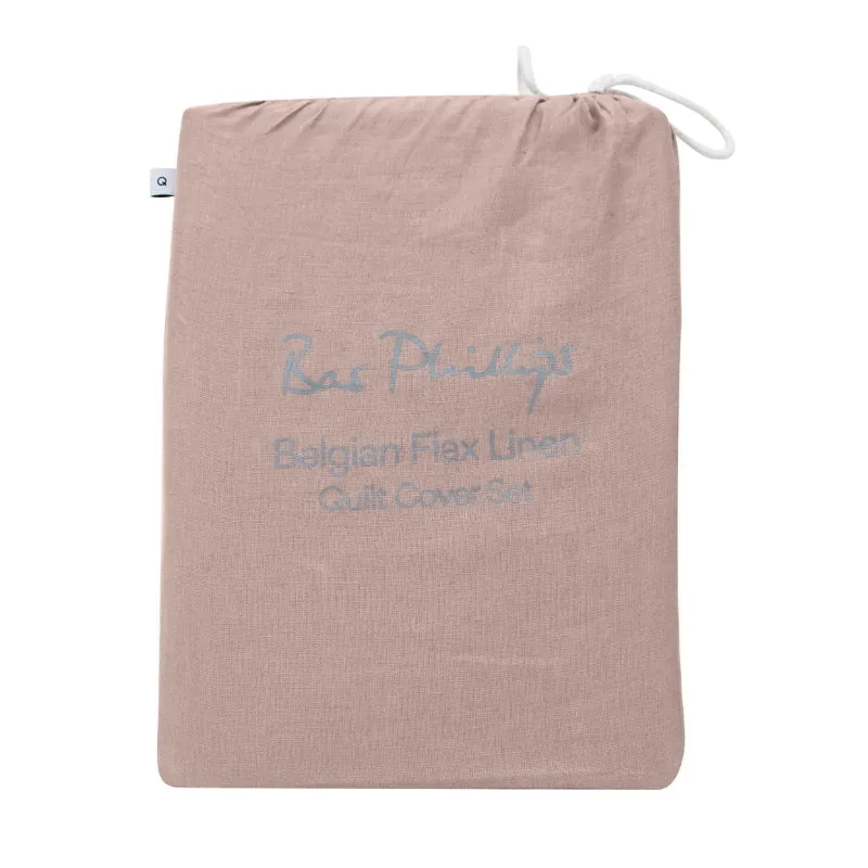 Bas Phillips Belgian Flax Linen Rose Smoke Quilt Cover Set