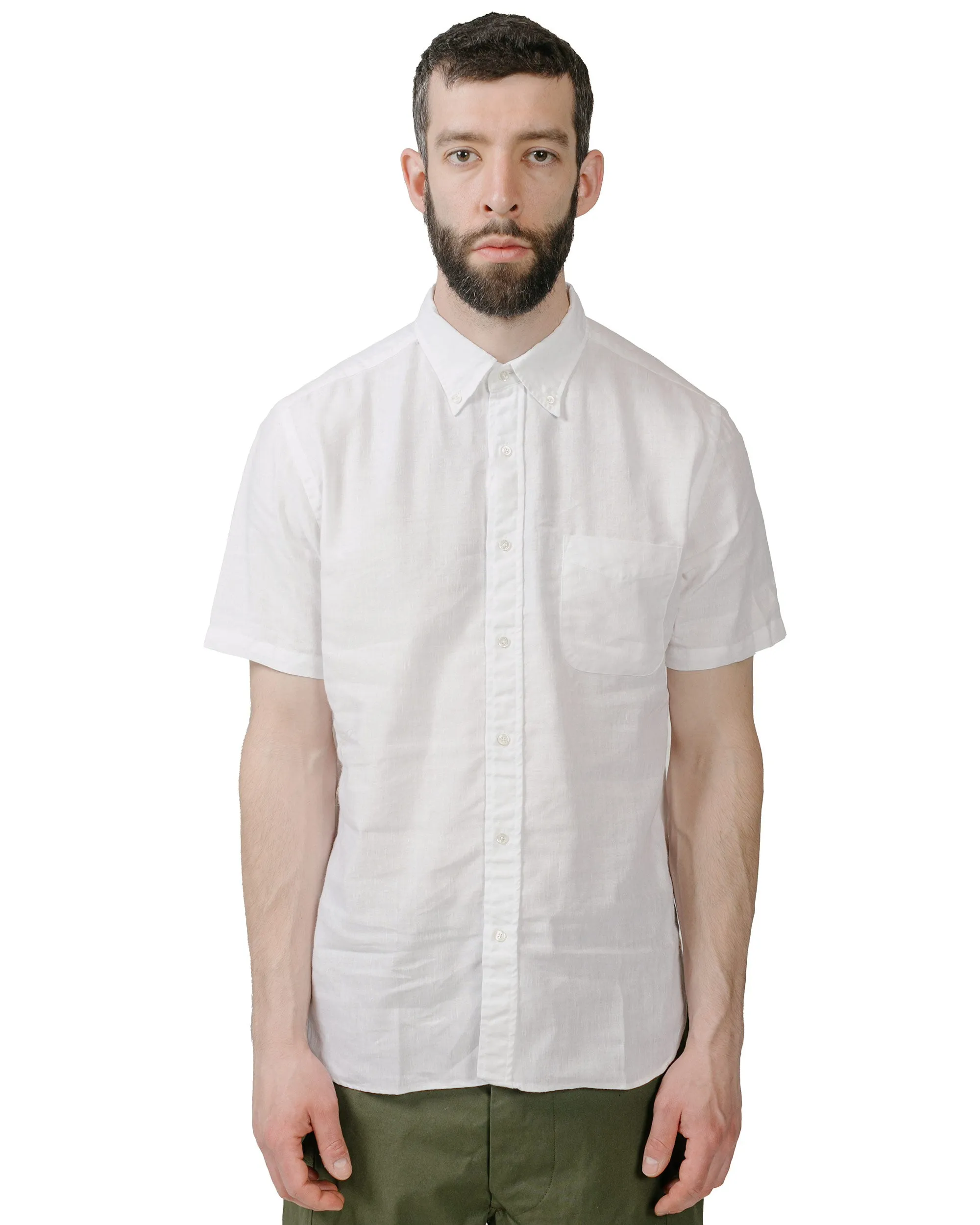 Beams Plus B.D. Short Sleeve COOLMAX® Linen White