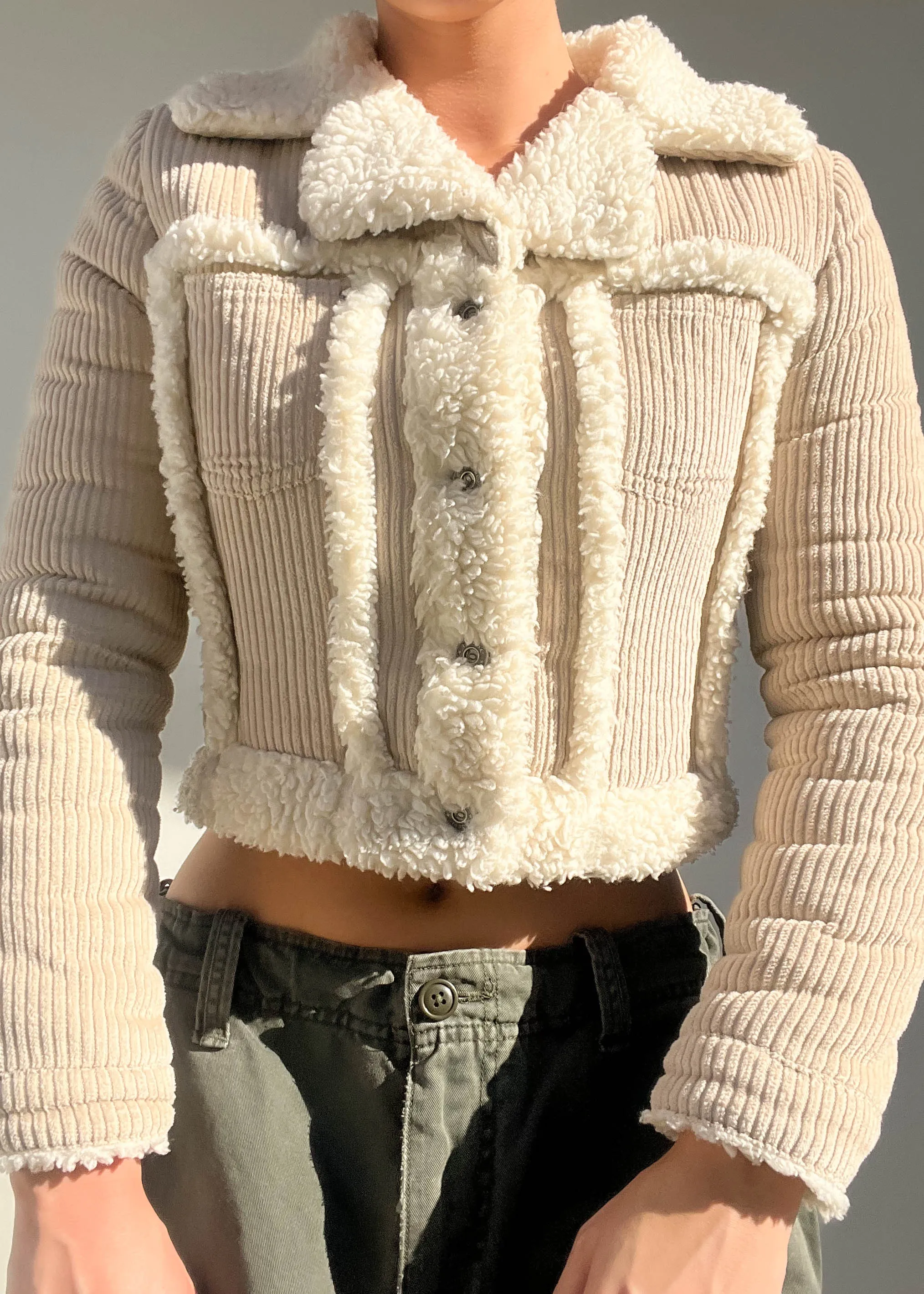 Bebe Sherpa & Corduroy Jacket (XS)