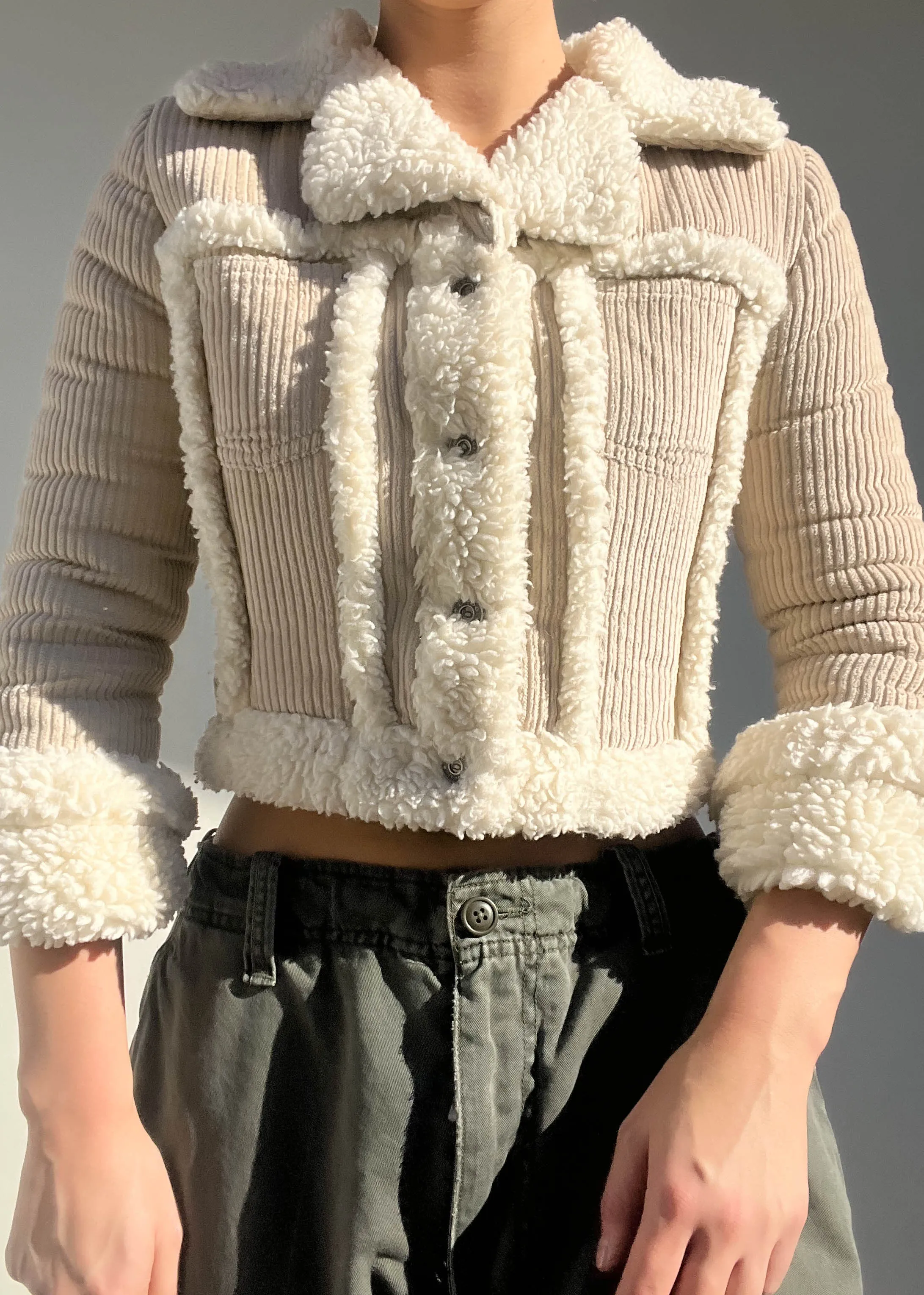 Bebe Sherpa & Corduroy Jacket (XS)