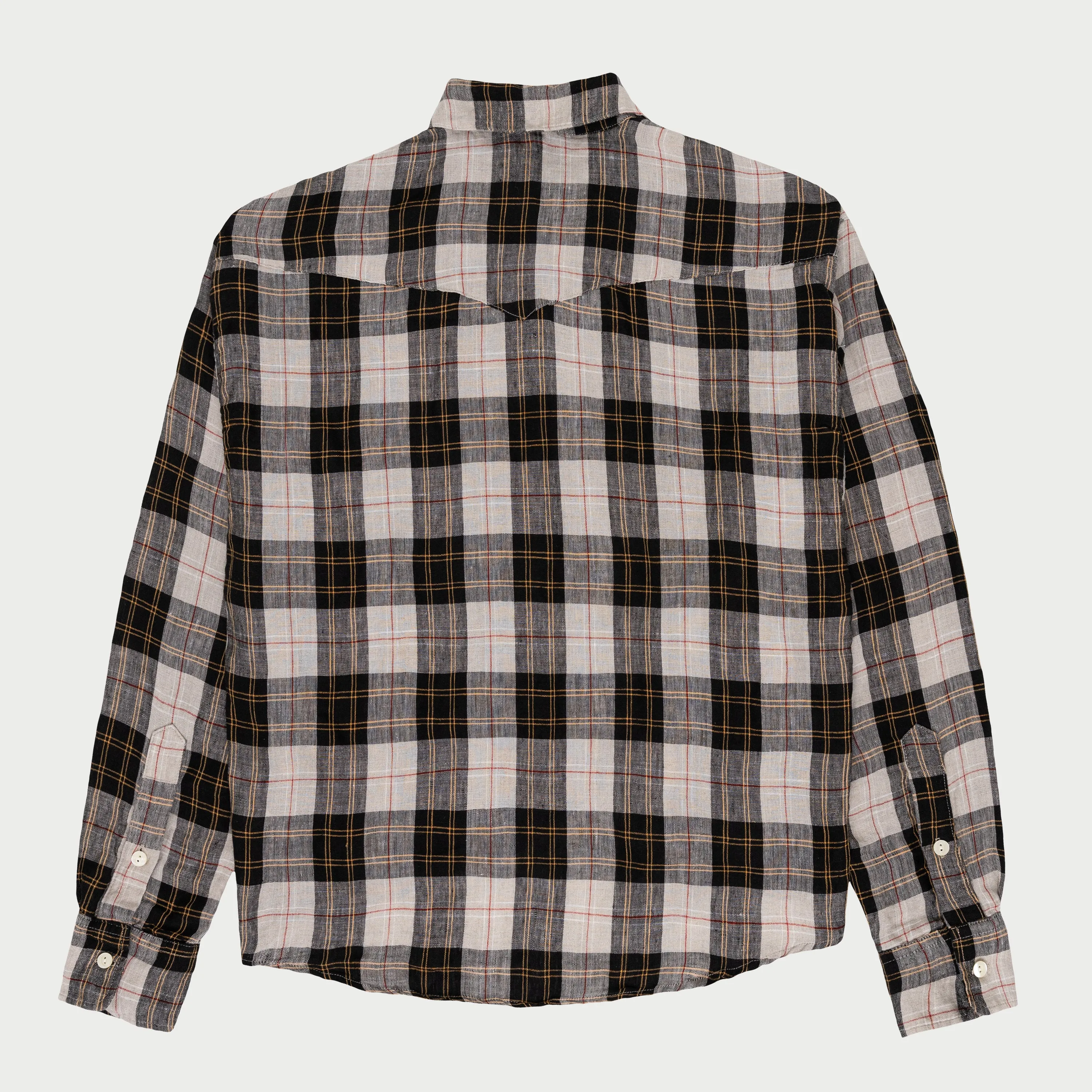 Big Western Plaid Linen Shirt (Black)