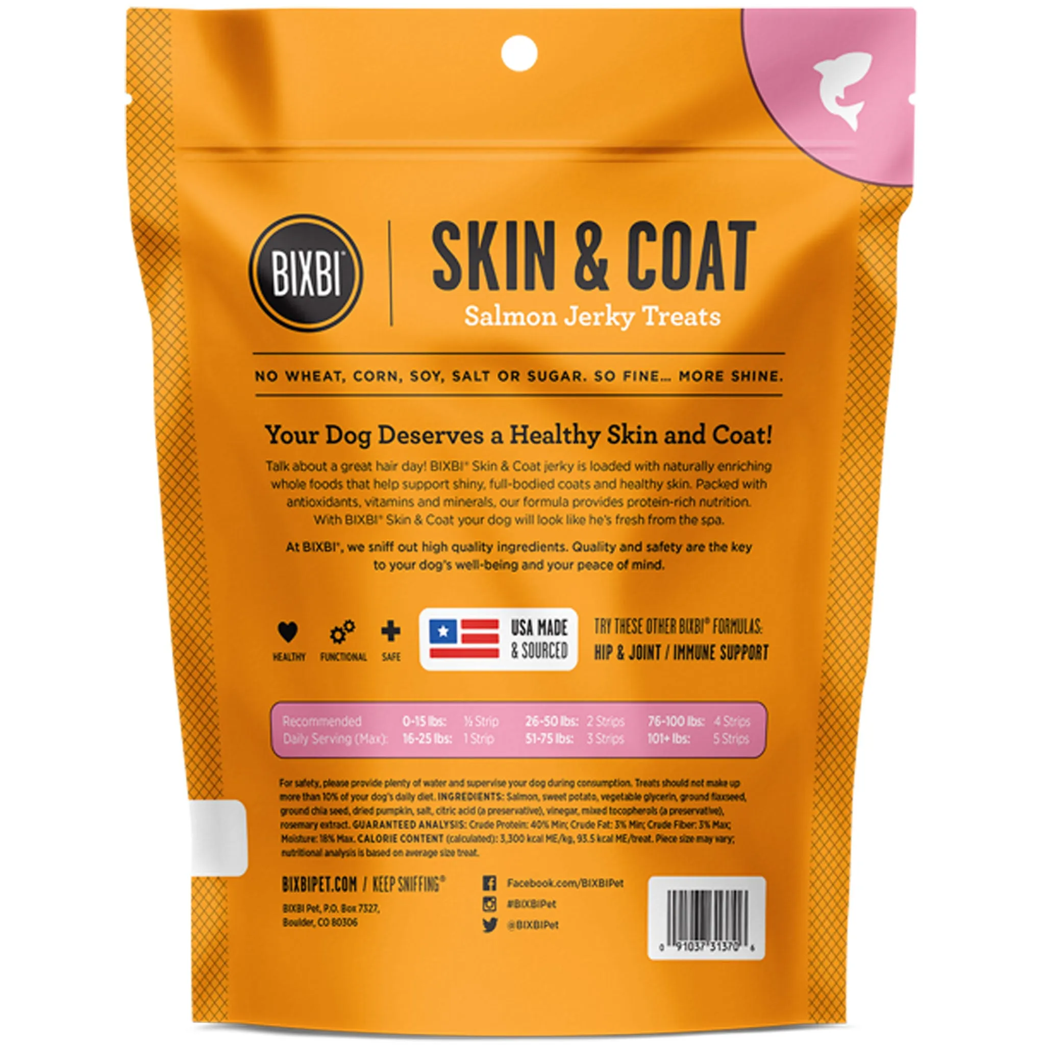 Bixbi Skin & Coat Jerky Salmon Dog Treats