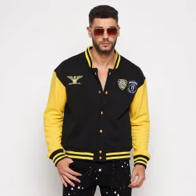 Black and Yellow Fleece Bomber Jacket