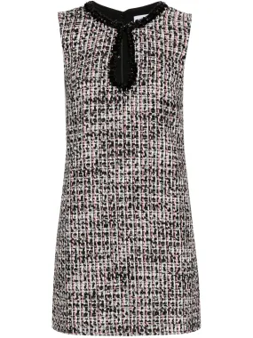 Black Boucle Embellished Mini Dress