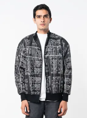 Black Scribbled Bomber Jacket