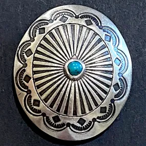 Blue Bead Agave 1-1/2" Oval with "Turquoise" / Screw Back, 1.5" x 1.25"   #SW-243