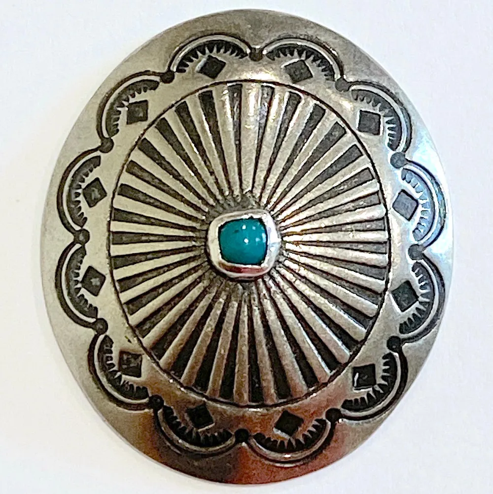 Blue Bead Agave 1-1/2" Oval with "Turquoise" / Screw Back, 1.5" x 1.25"   #SW-243