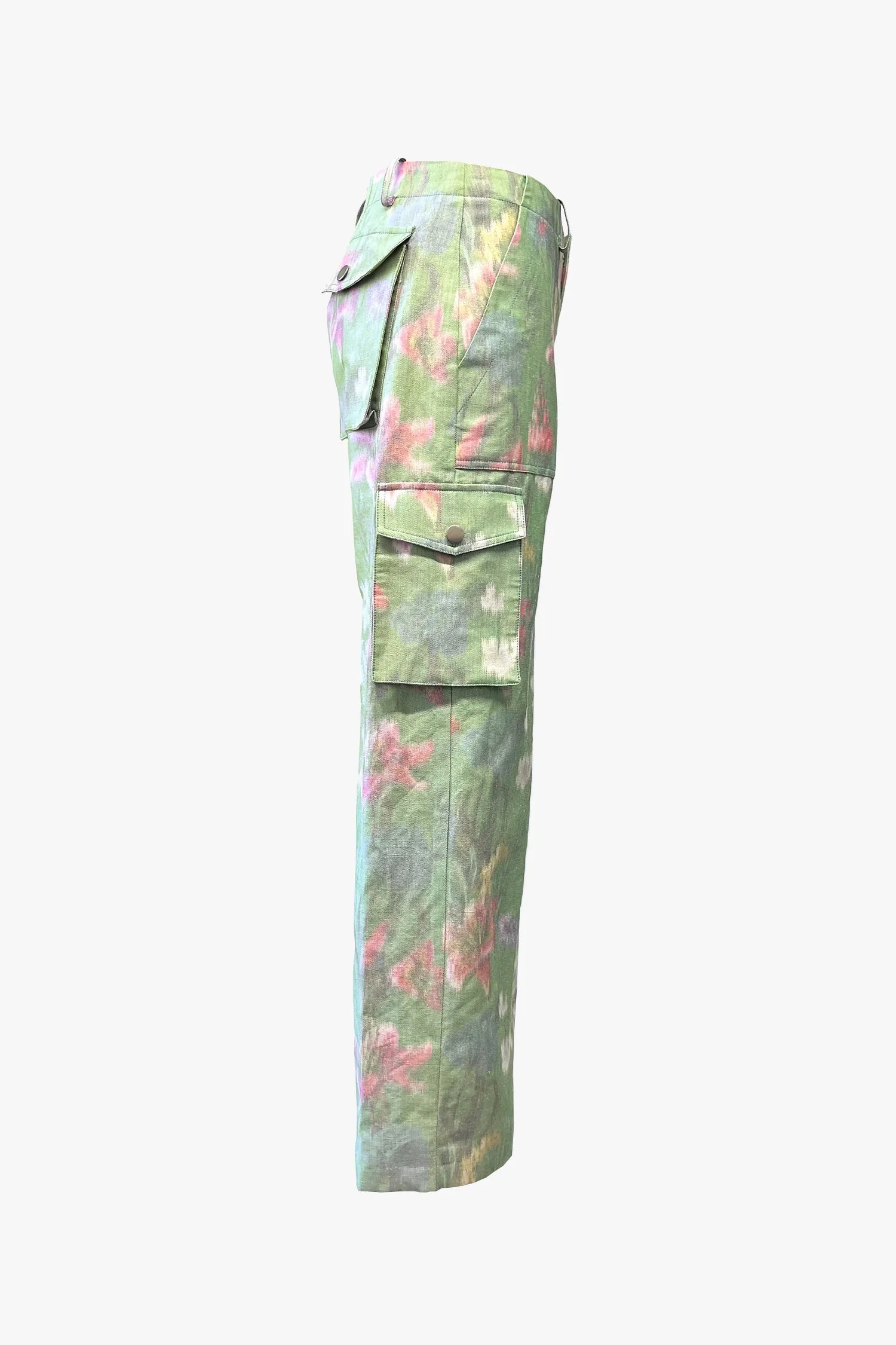 Botanical Warped Print Cargo Pants