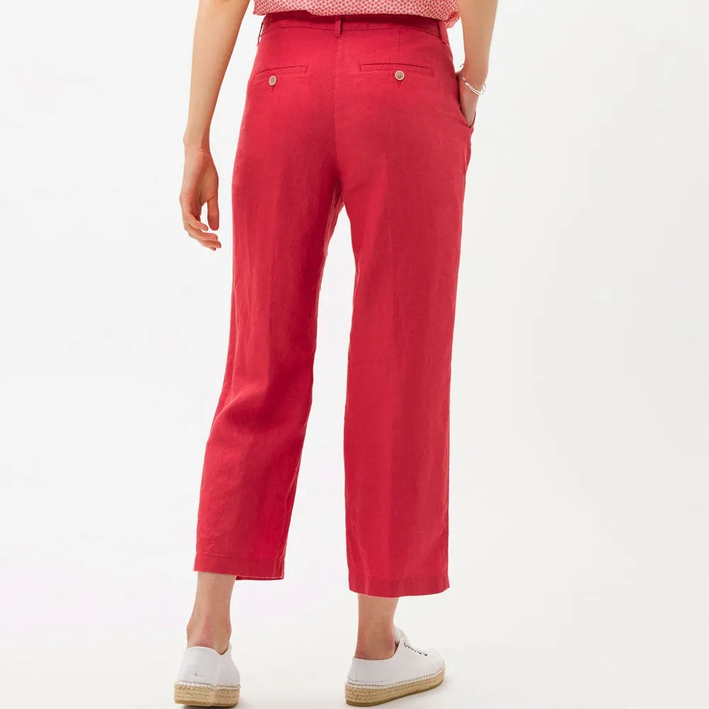 Brax Maine S  Cropped Linen Trouser in Fuchsia 74-2207