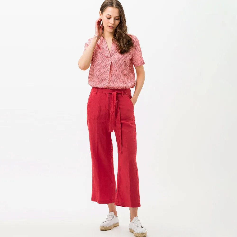 Brax Maine S  Cropped Linen Trouser in Fuchsia 74-2207