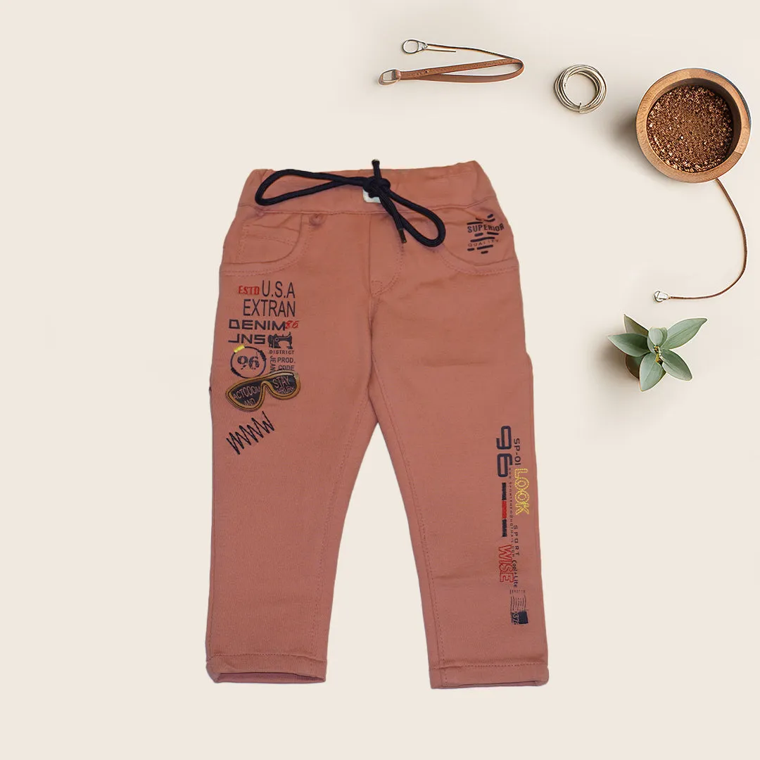 Brick Red Color Printed Pant for Boys