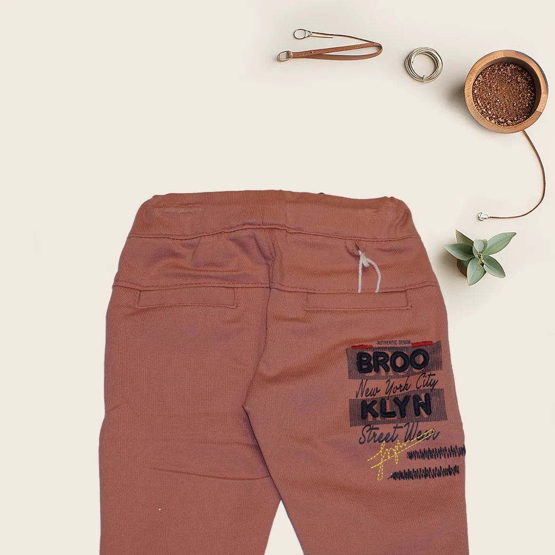 Brick Red Color Printed Pant for Boys