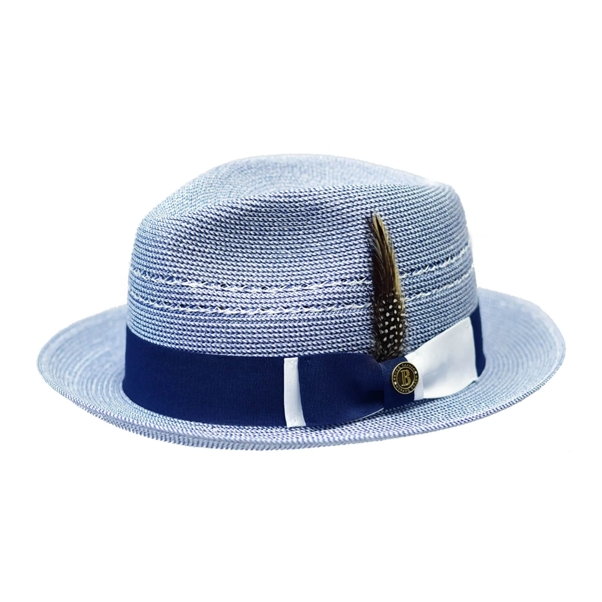 Bruno Capelo Ricardo 2-Tone Straw Fedora Hat Snap Brim