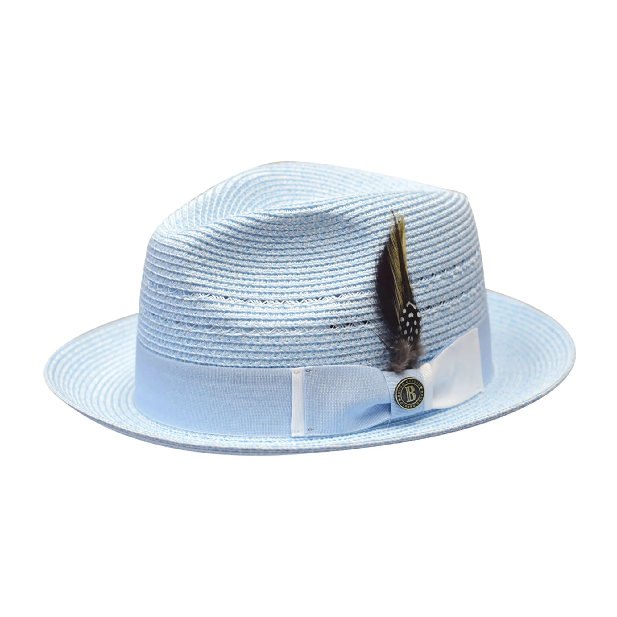 Bruno Capelo Ricardo 2-Tone Straw Fedora Hat Snap Brim