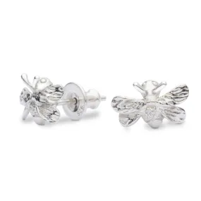 Bumble Bee Silver Stud Earrings