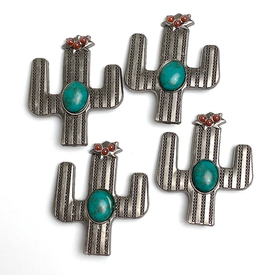 Cactus 1-1/2" Silver / Turquoise Screw Back Concho 1.5"  #SWH-135