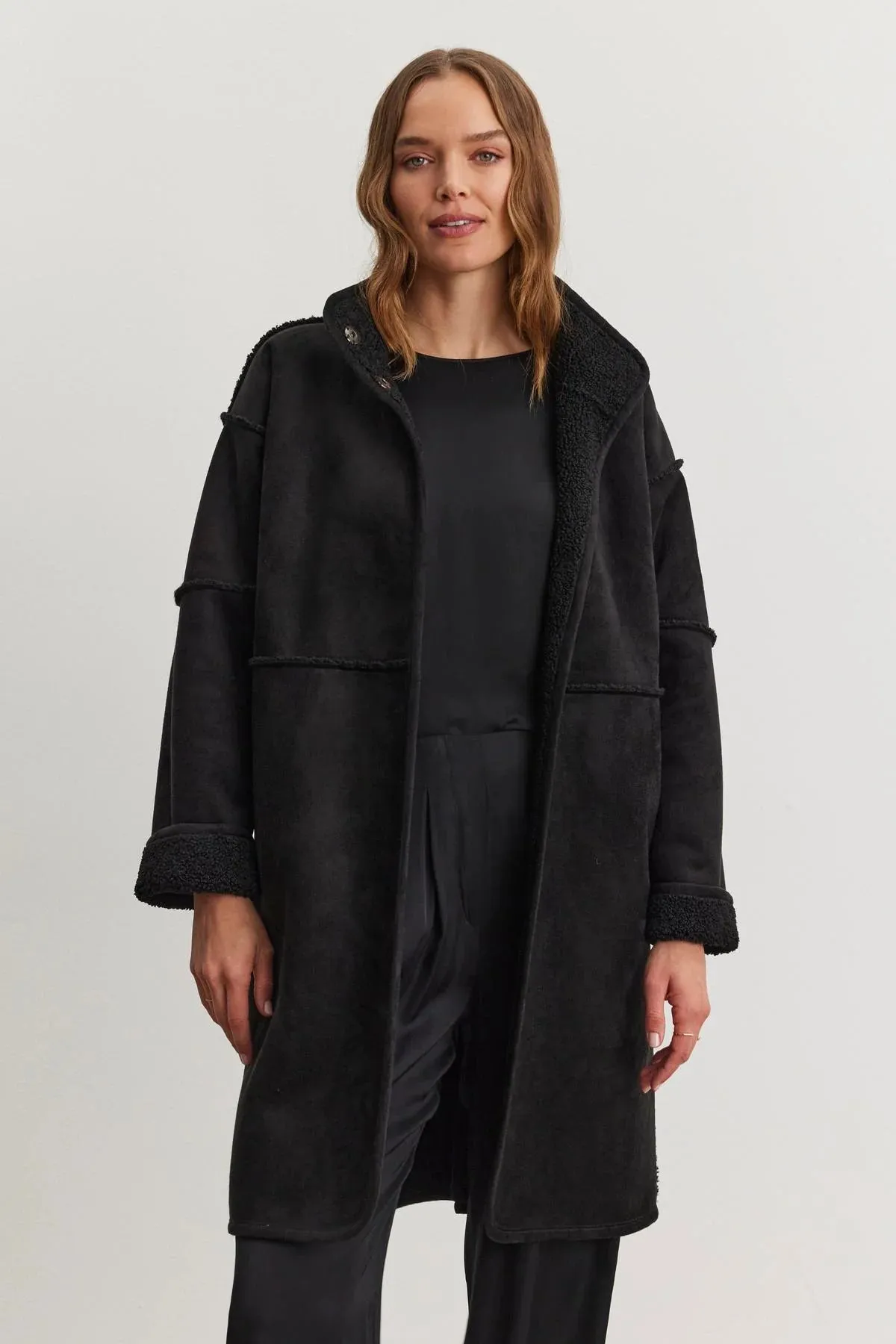 Cara | Long Reversible Lux Sherpa Coat