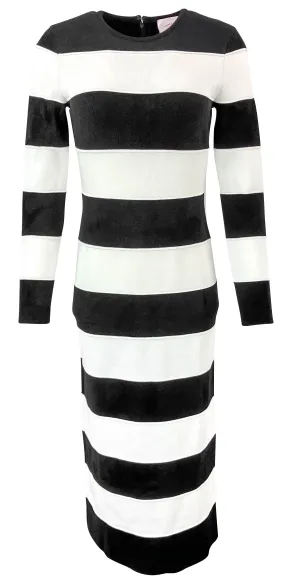 Carolina Herrera Striped Knitted Midi Dress in Black/White