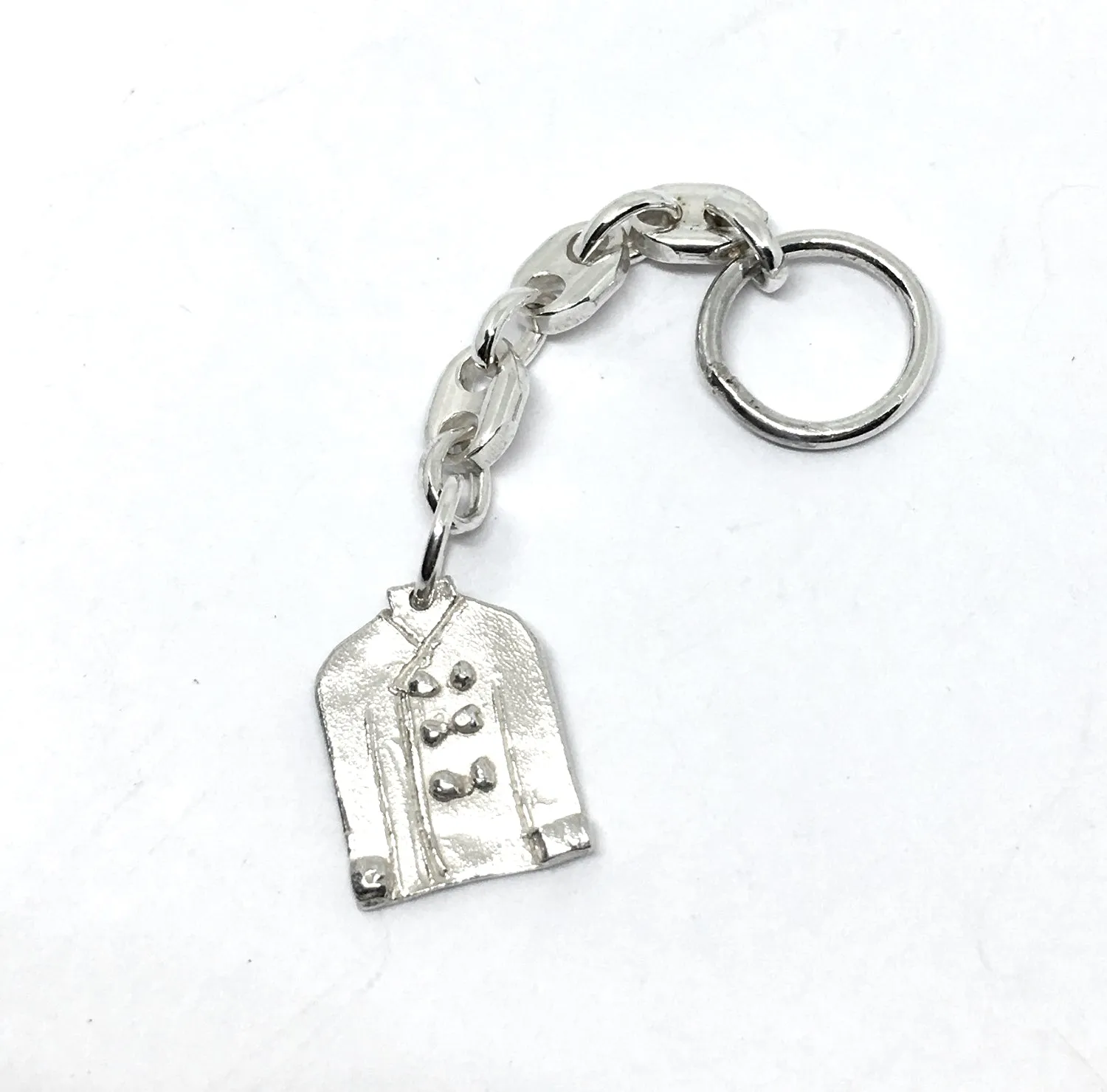 Chef Coat Key Ring Charm in Sterling Silver