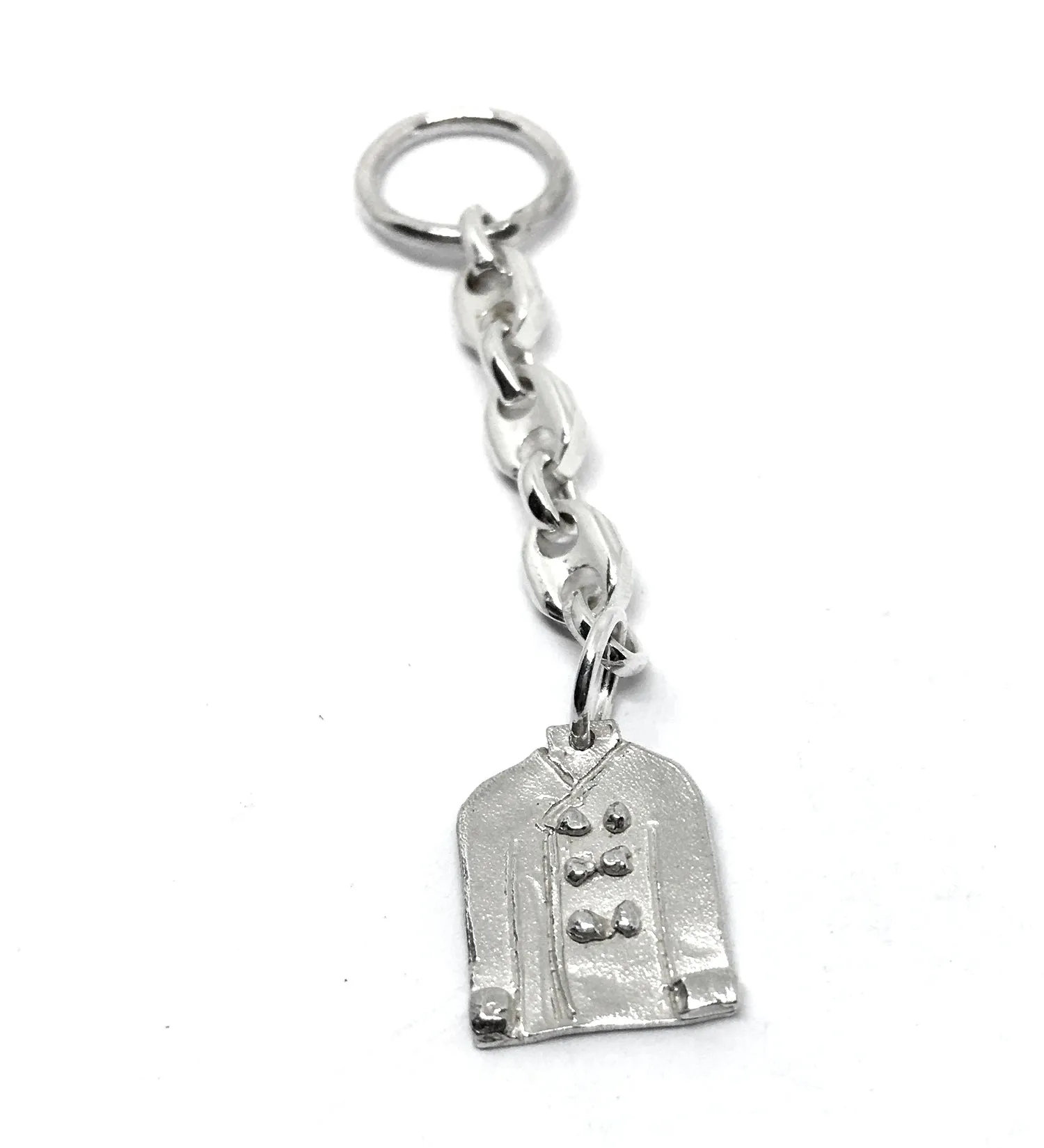 Chef Coat Key Ring Charm in Sterling Silver