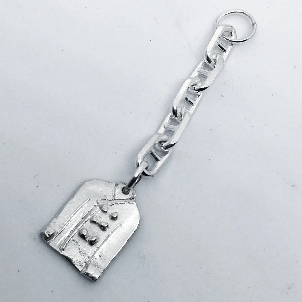 Chef Coat Key Ring Charm in Sterling Silver