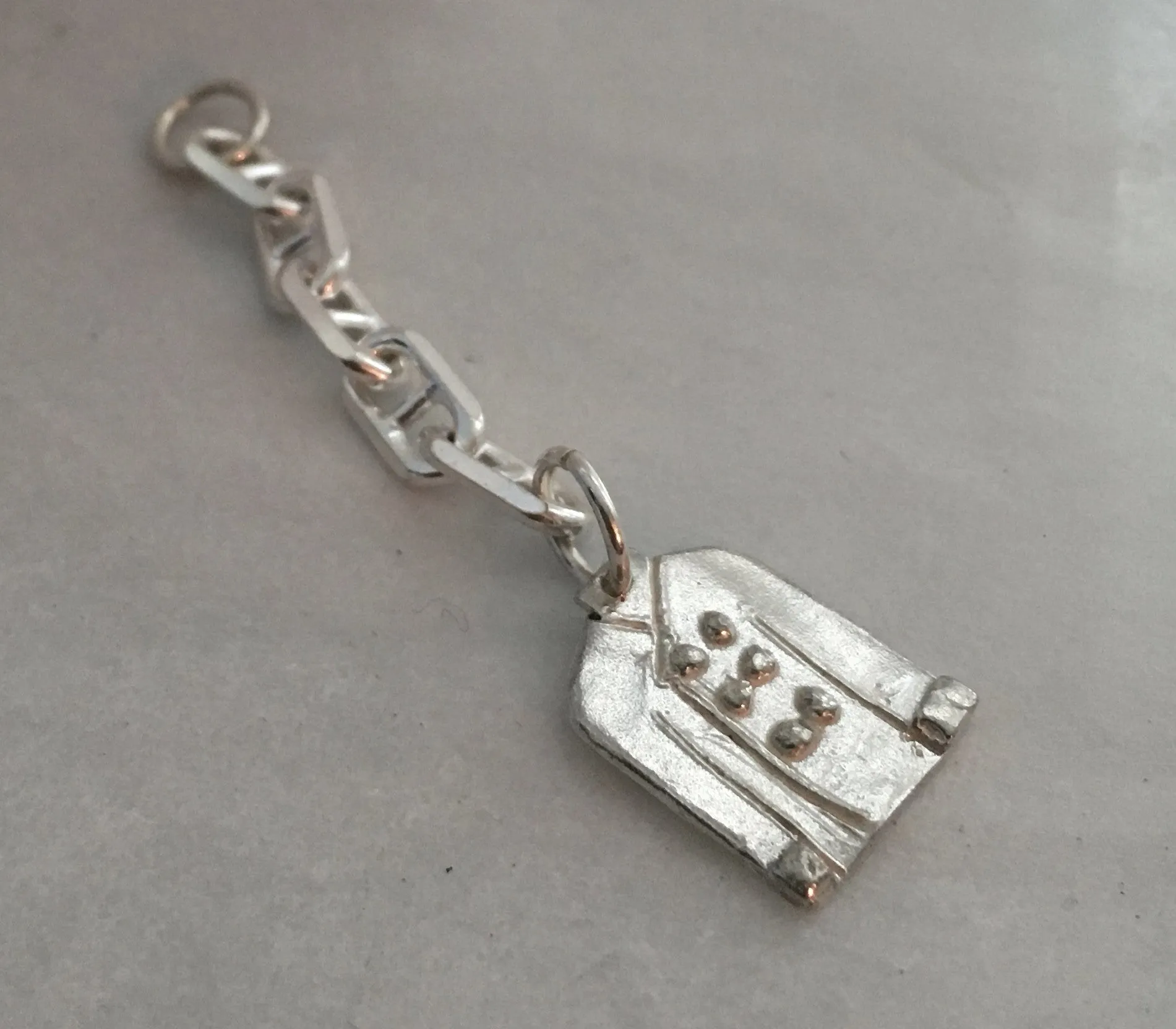 Chef Coat Key Ring Charm in Sterling Silver