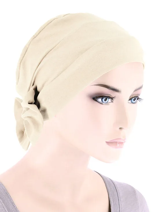 CKCB-IVORY#Cotton Cloche Bow Cap in Ivory